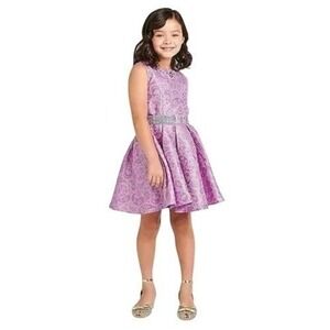 Disney Princess Jasmine Girls Lavender Purple Gold Paisley Brocade Dress 7/8